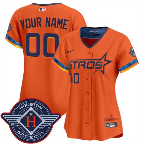 Womens Houston Astros Active Player Custom Orange 2025 City Connect Limited Stitched Baseball Jersey->customized mlb jersey->Custom Jersey